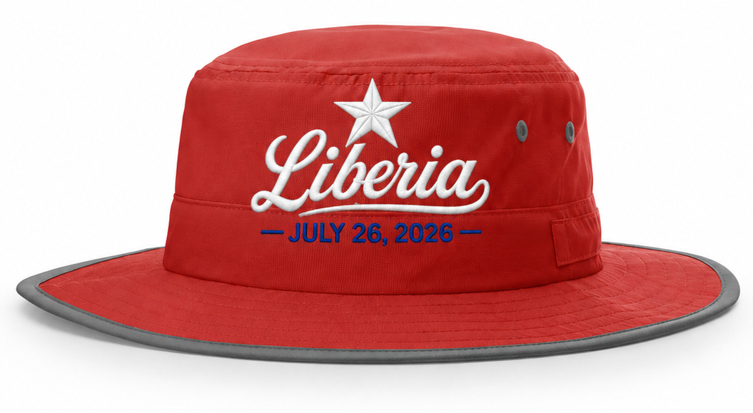 Liberia July 26, 2026 Wide-Brim Celebration Hat | White Outdoor DTF Printed Sun Hat