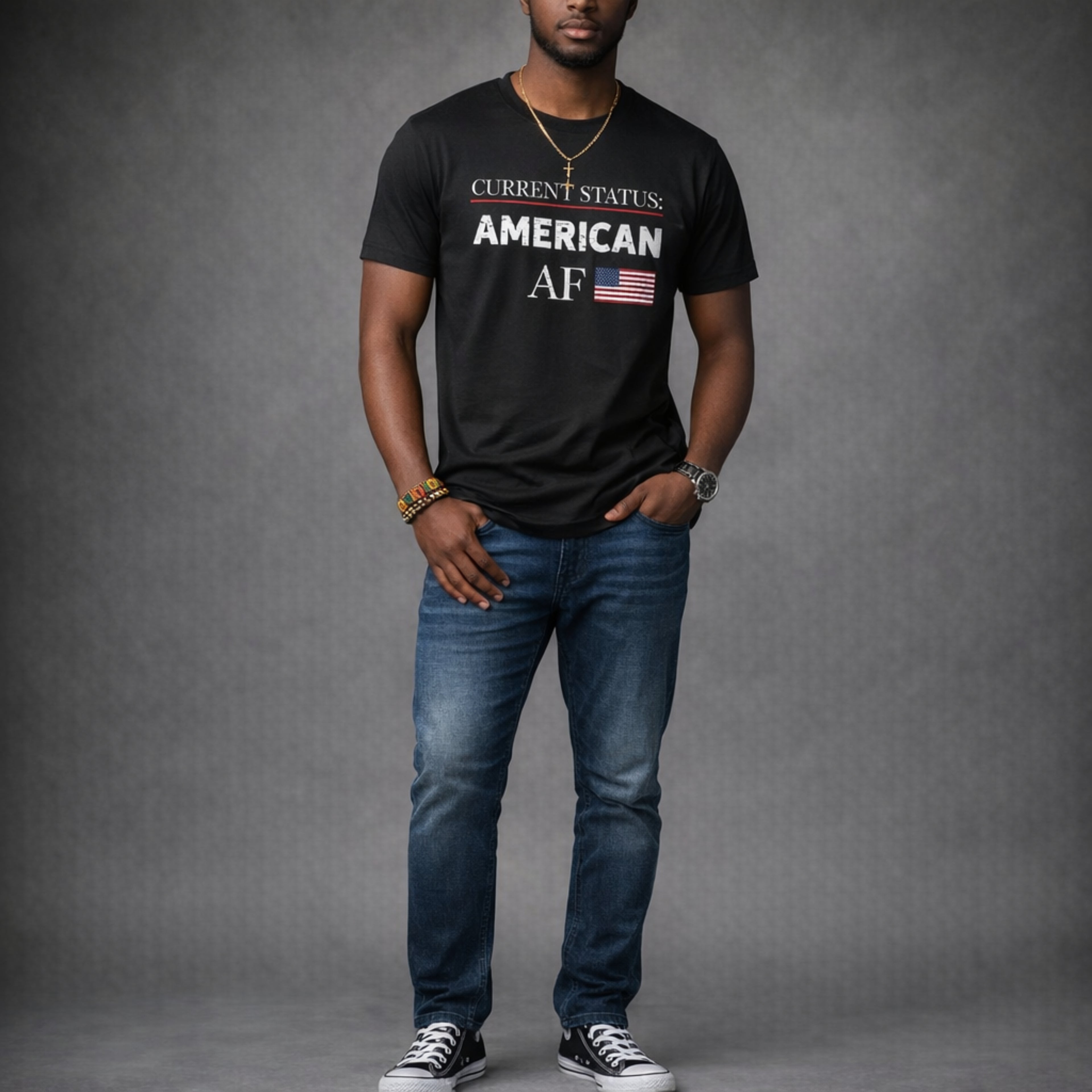 Current Status American AF Patriotic Graphic Tee