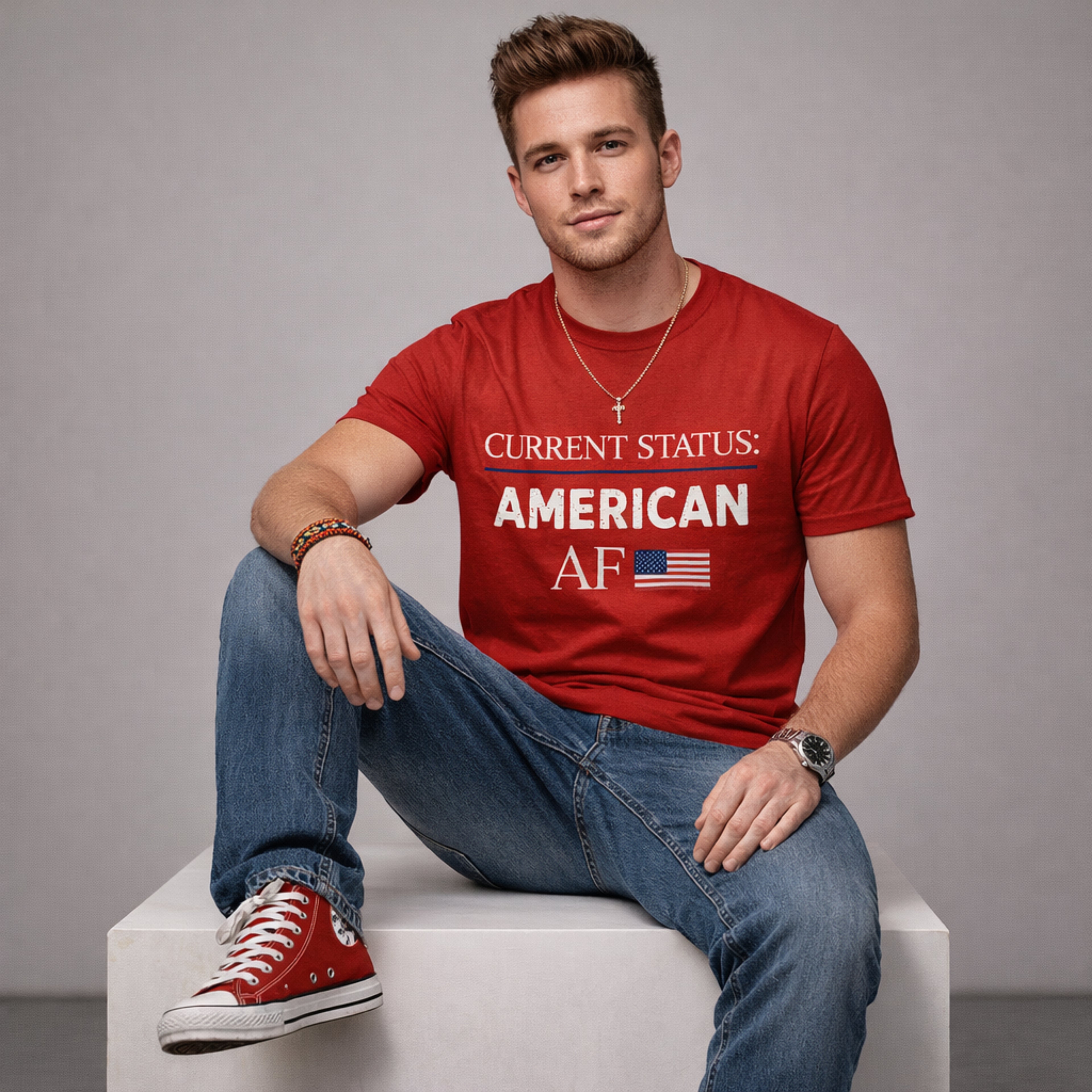 Current Status American AF Patriotic Graphic Tee