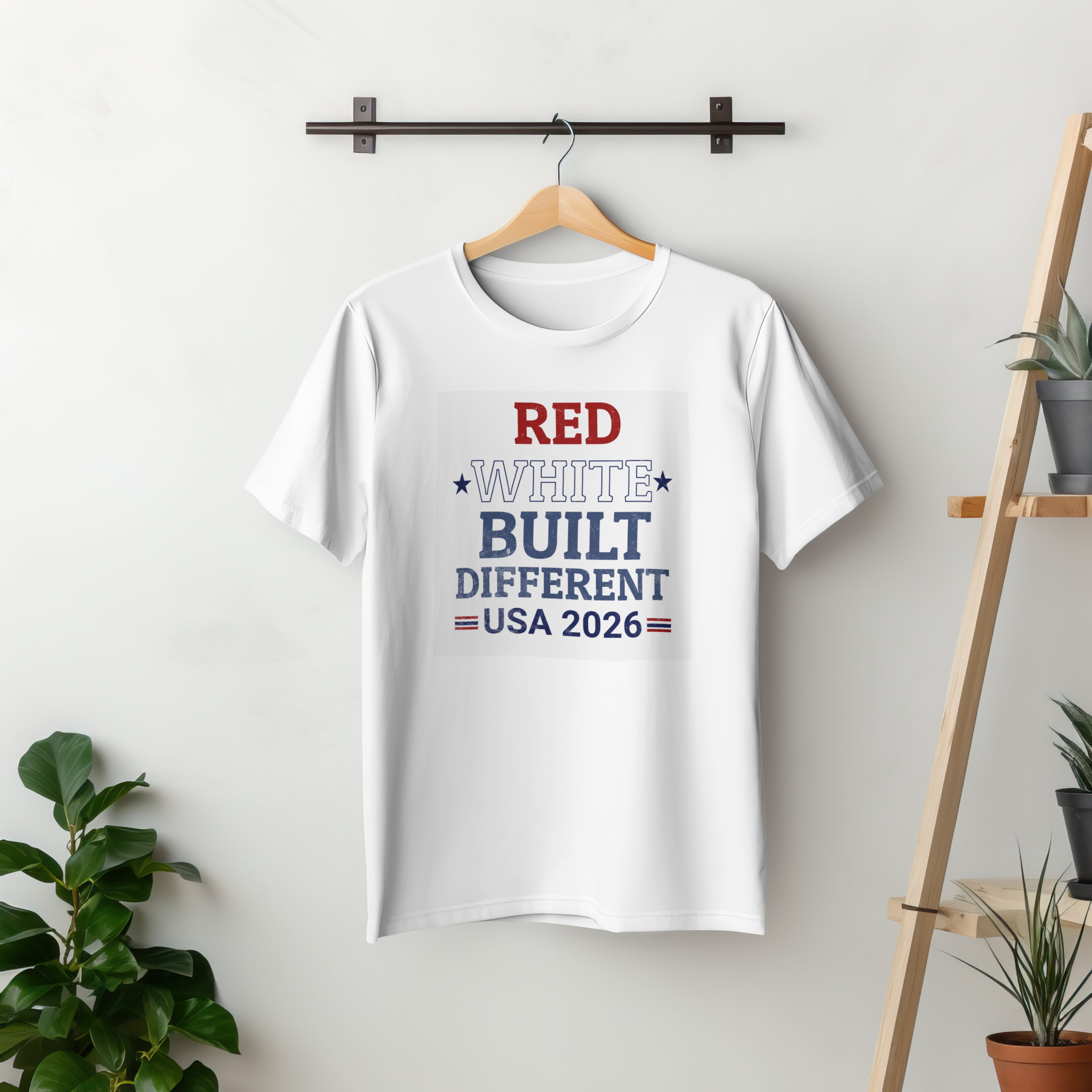 Red White Built Different USA 2026 Patriotic Graphic Tee