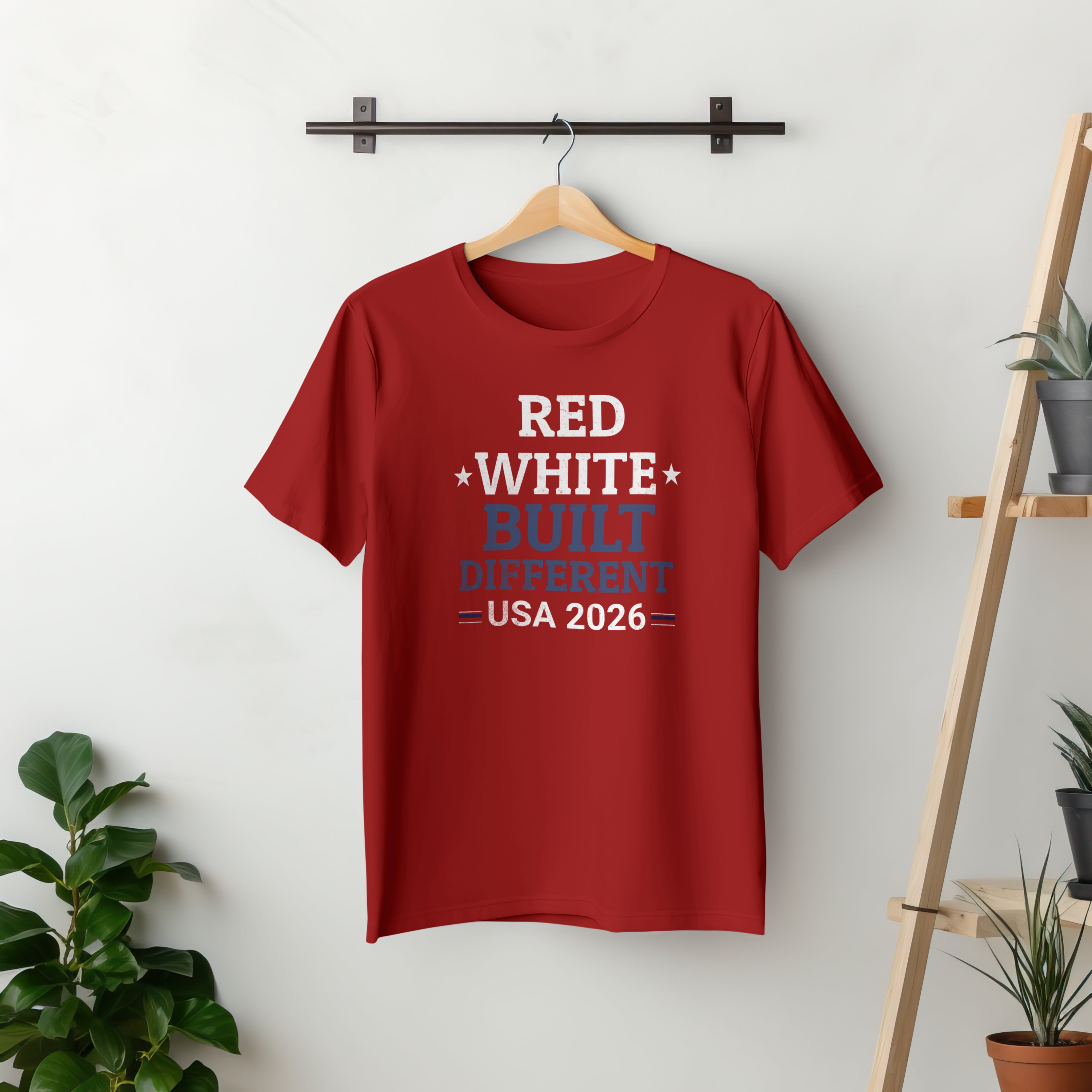 Red White Built Different USA 2026 Patriotic Graphic Tee