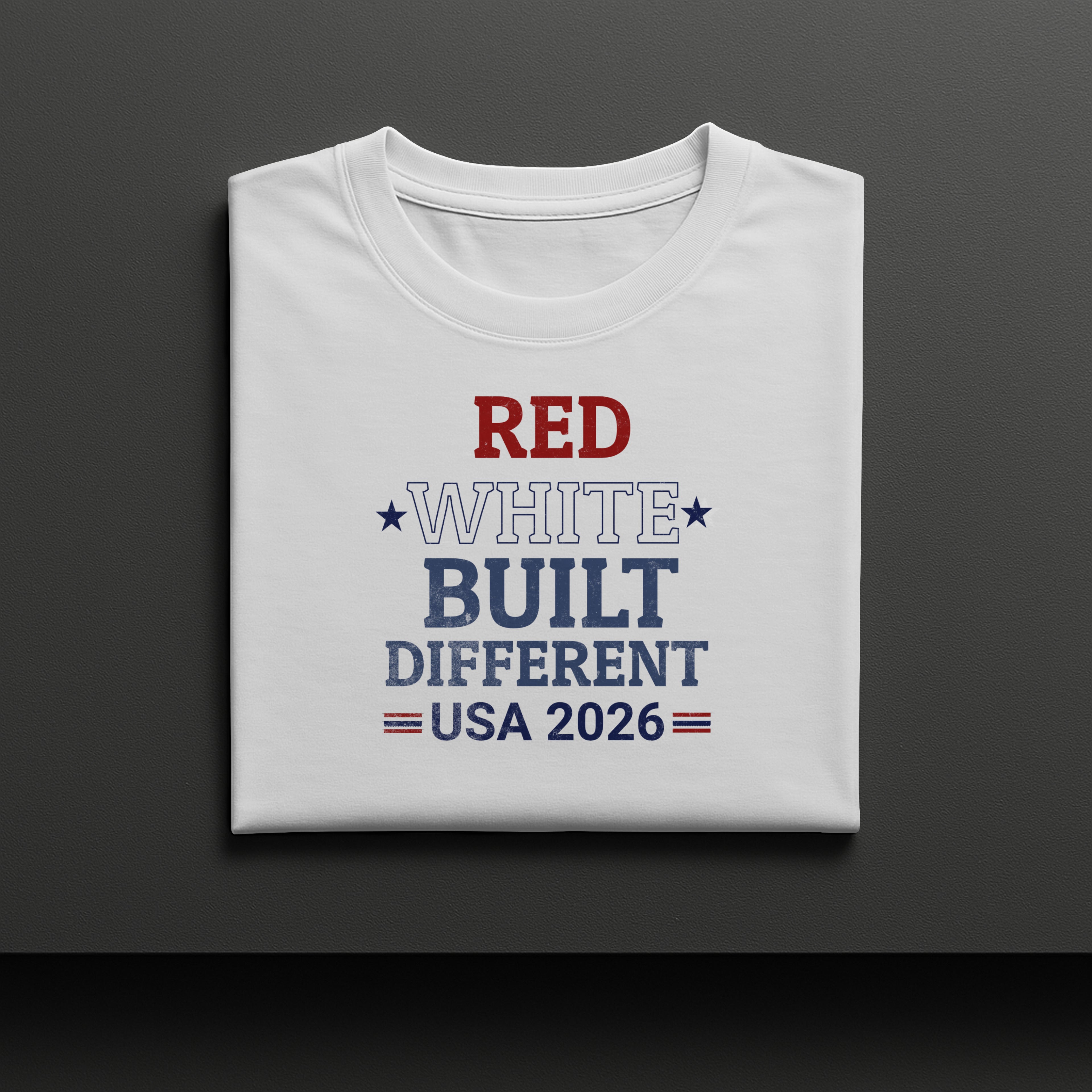 Red White Built Different USA 2026 Patriotic Graphic Tee