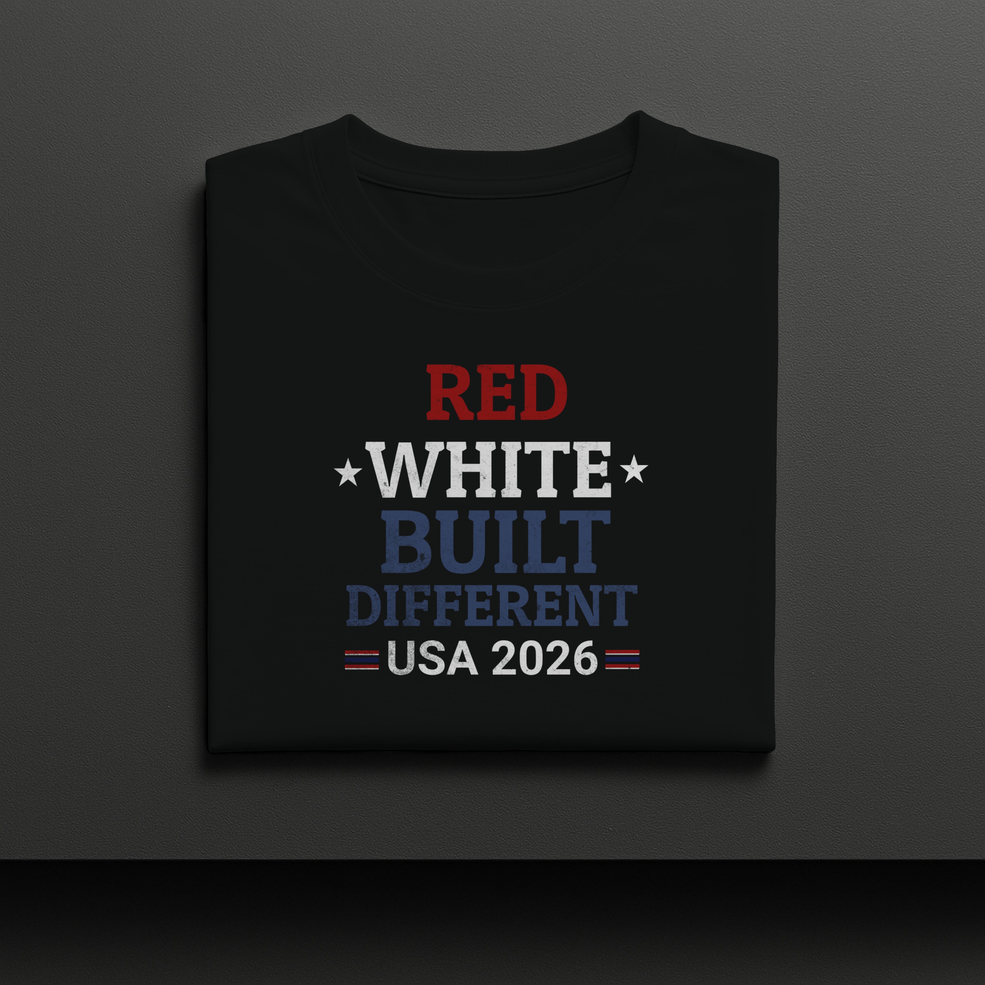 Red White Built Different USA 2026 Patriotic Graphic Tee