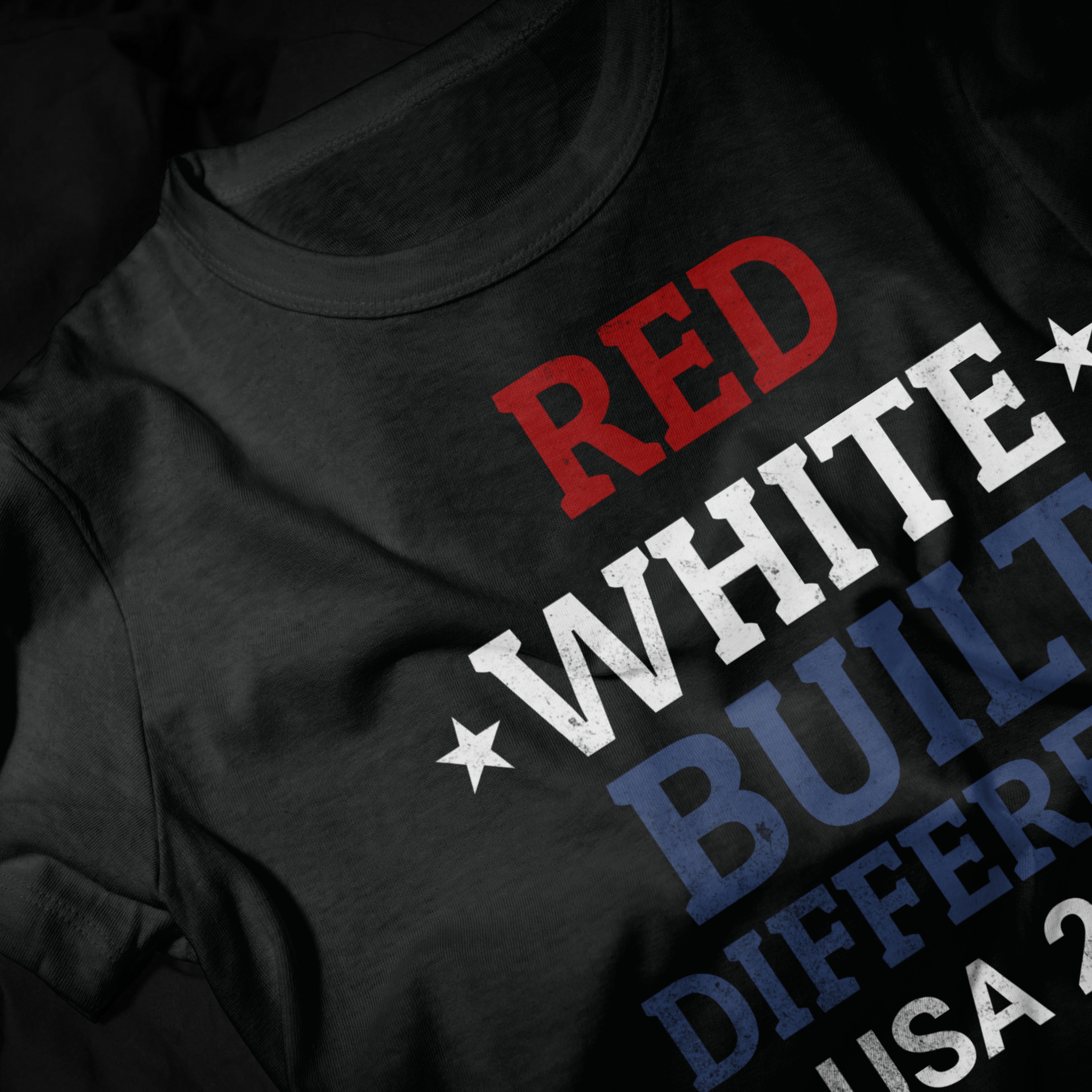 Red White Built Different USA 2026 Patriotic Graphic Tee