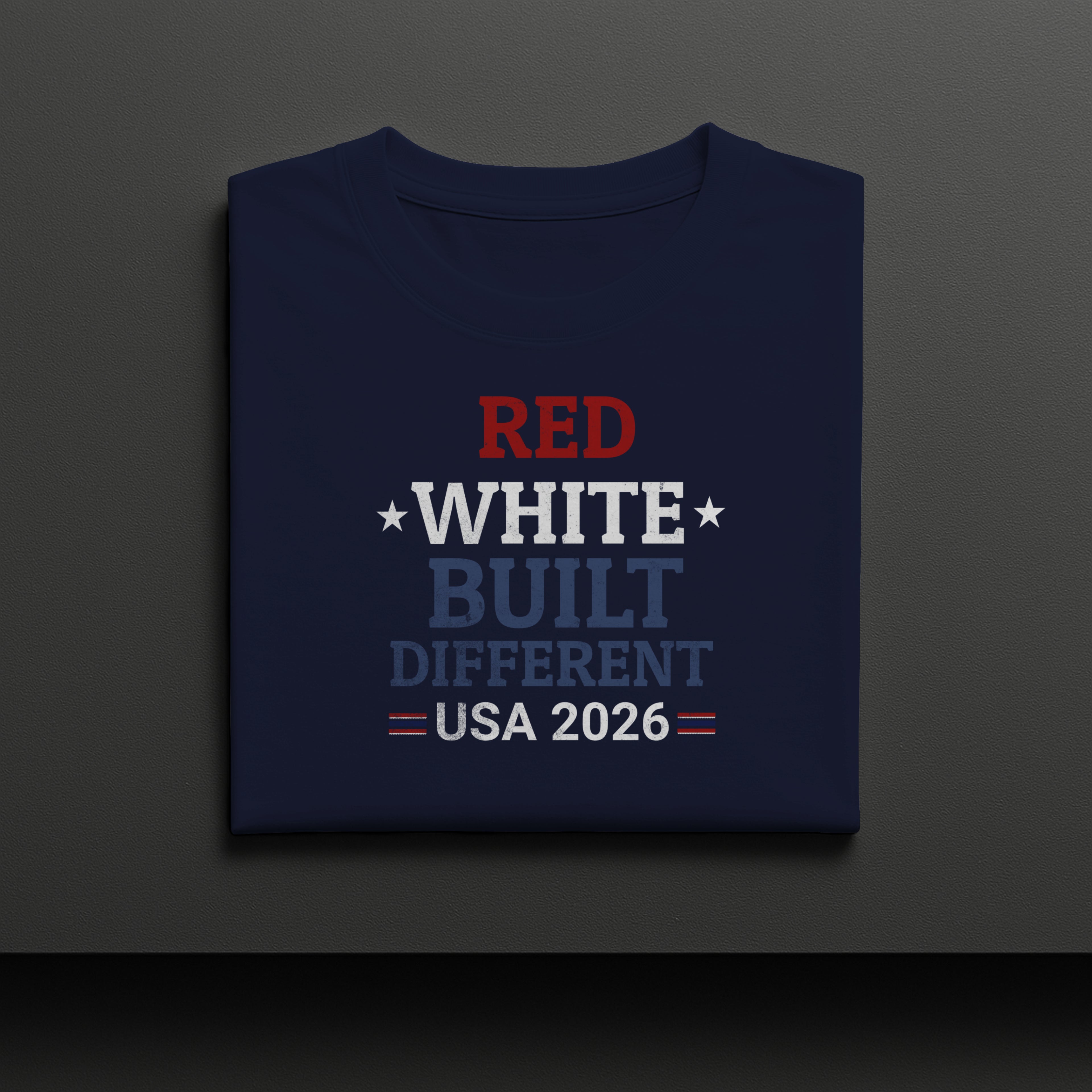 Red White Built Different USA 2026 Patriotic Graphic Tee