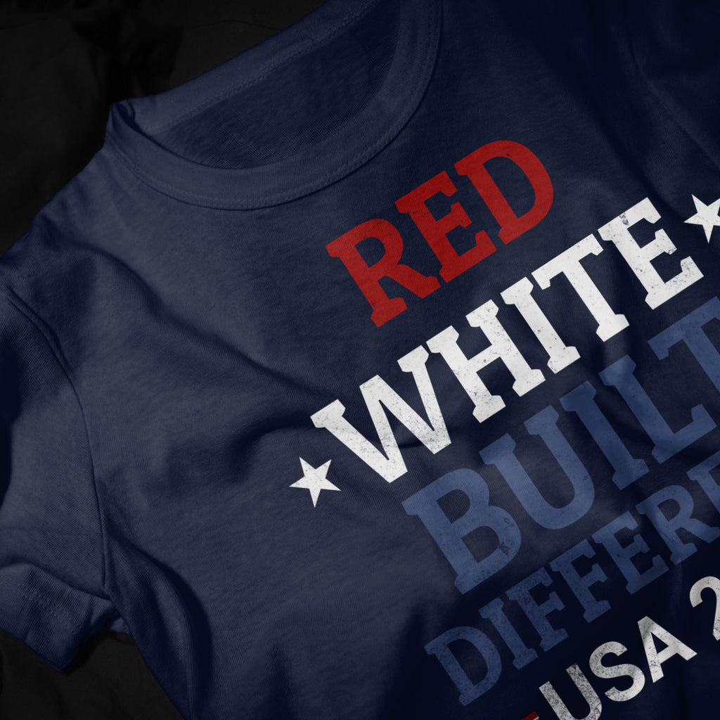 Red White Built Different USA 2026 Patriotic Graphic Tee