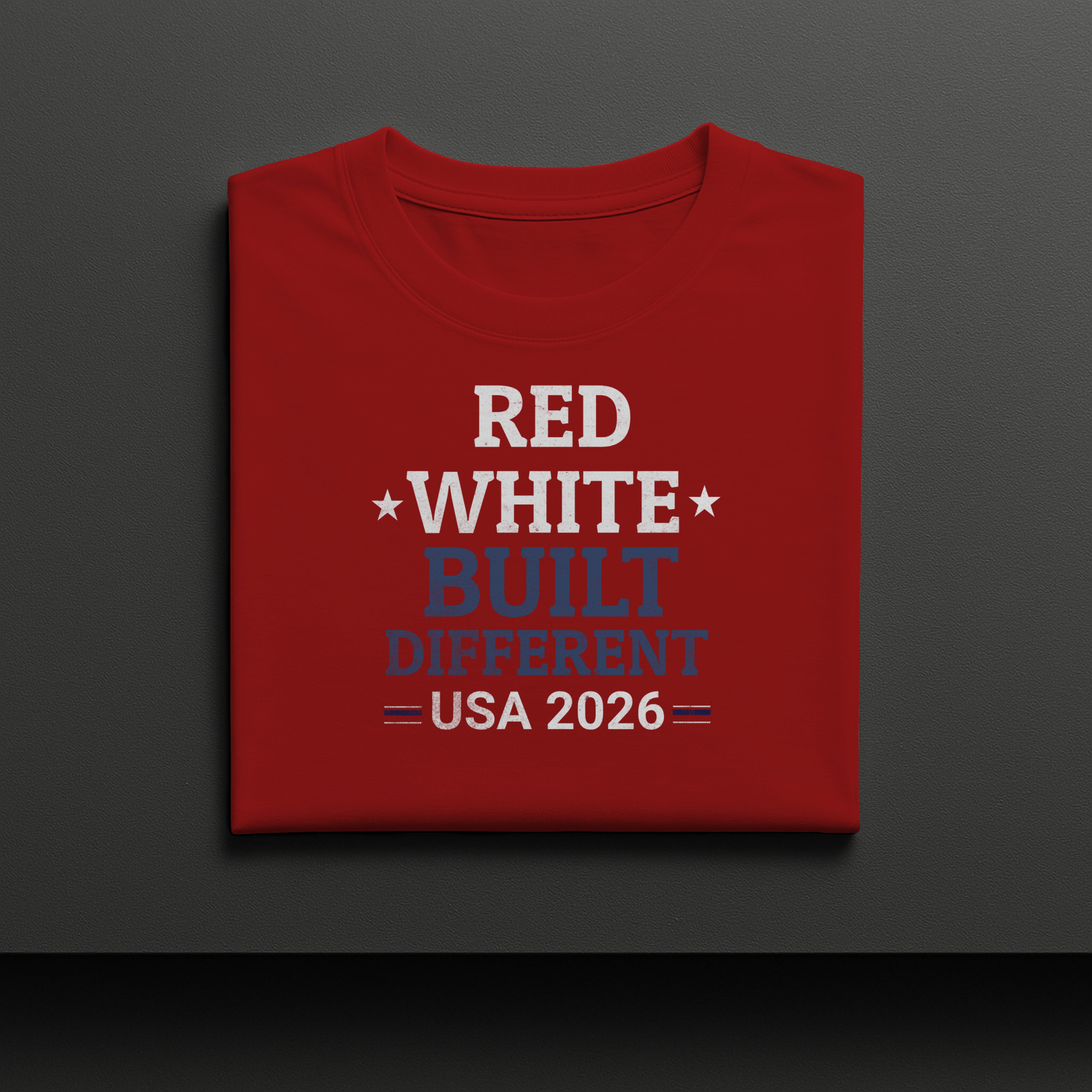 Red White Built Different USA 2026 Patriotic Graphic Tee