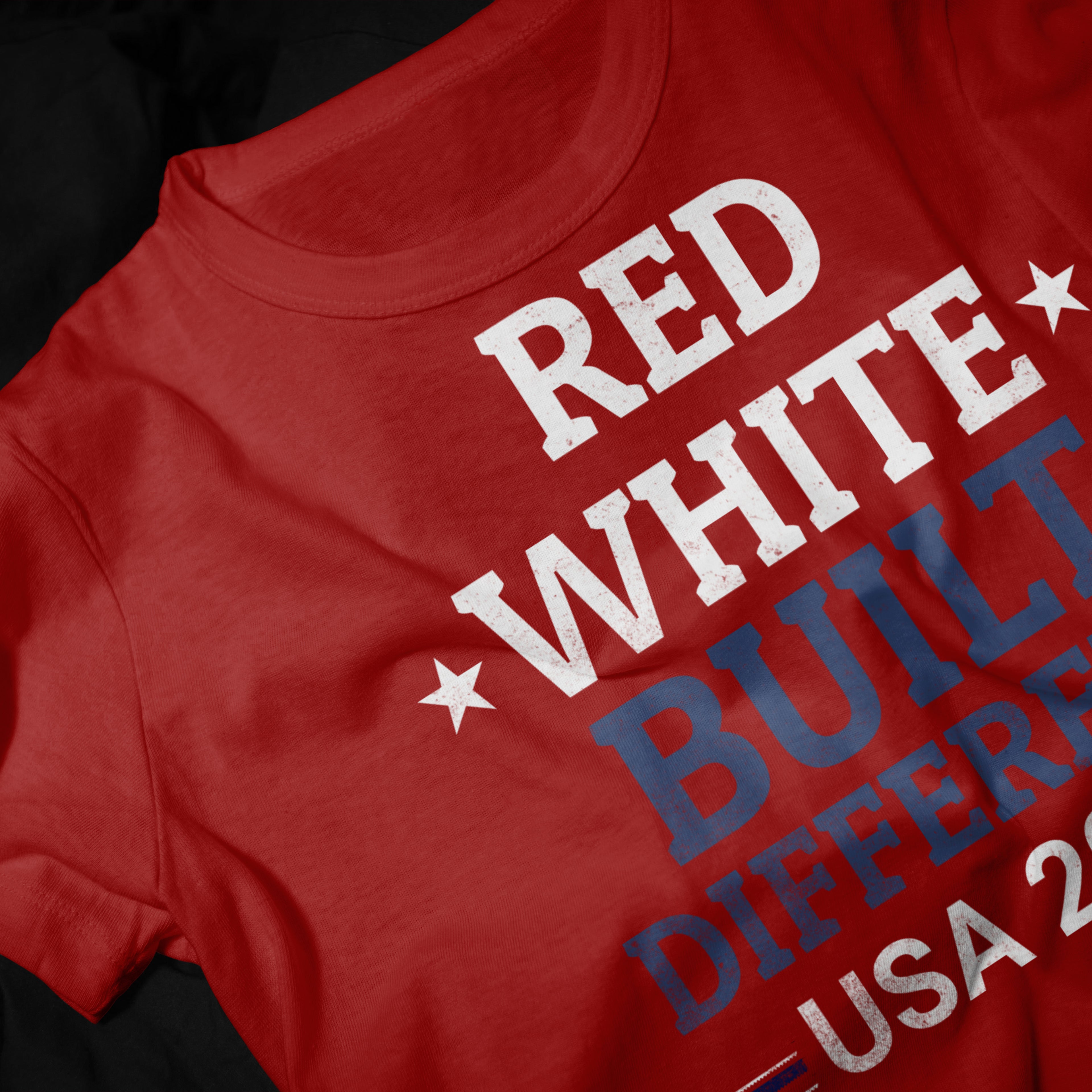 Red White Built Different USA 2026 Patriotic Graphic Tee