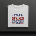 Stars Stripes Good Vibes USA Patriotic Graphic Tee