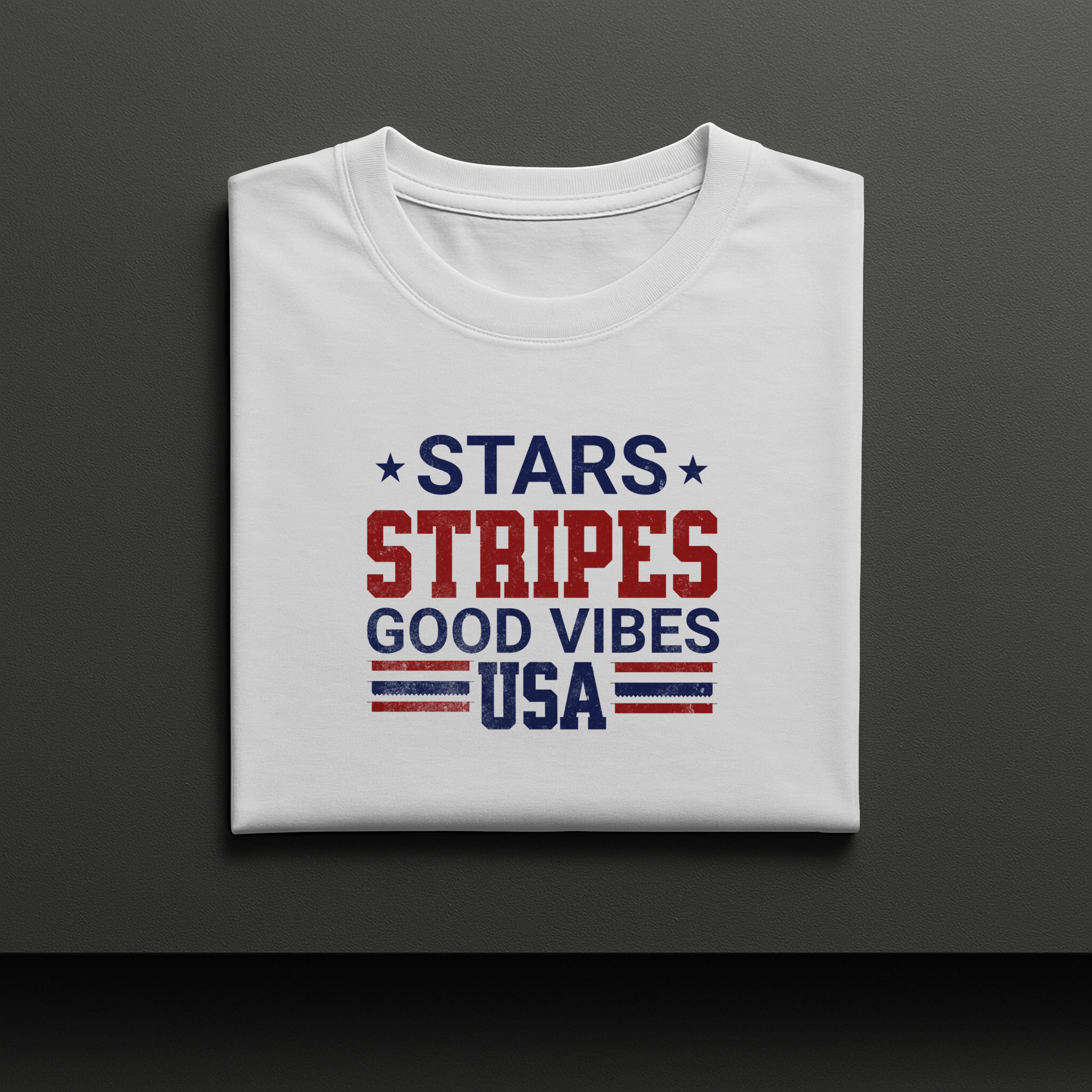 Stars Stripes Good Vibes USA Patriotic Graphic Tee