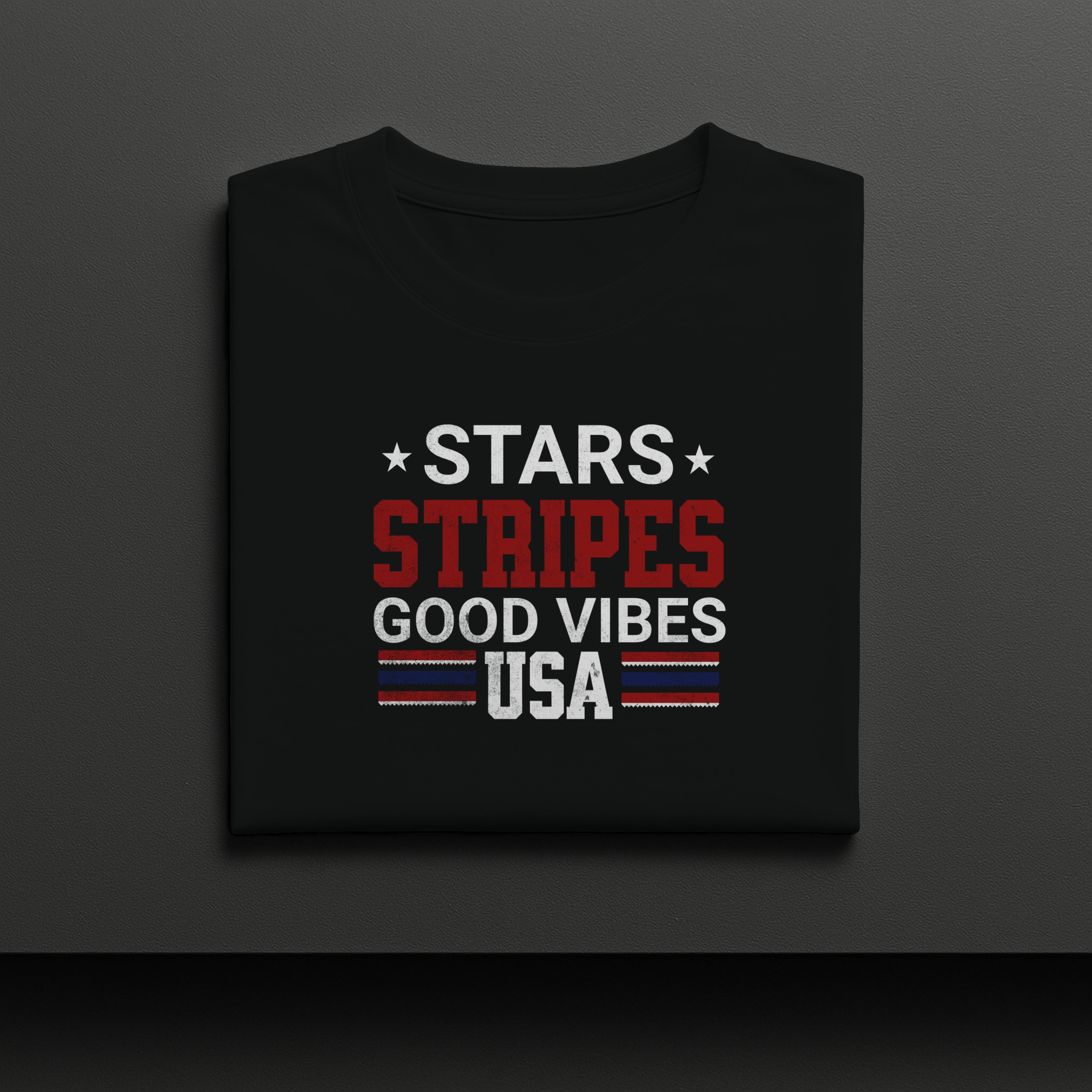 Stars Stripes Good Vibes USA Patriotic Graphic Tee