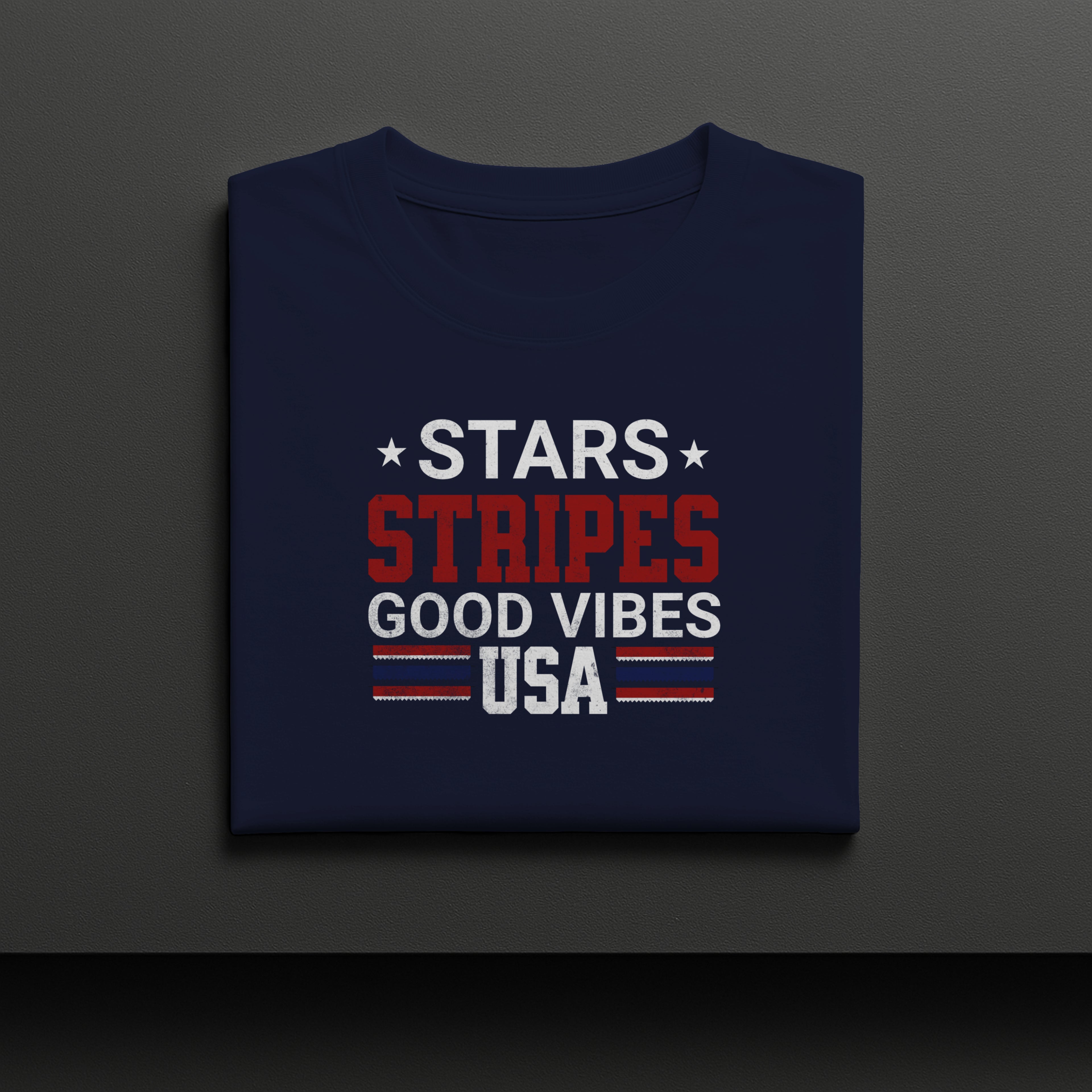 Stars Stripes Good Vibes USA Patriotic Graphic Tee