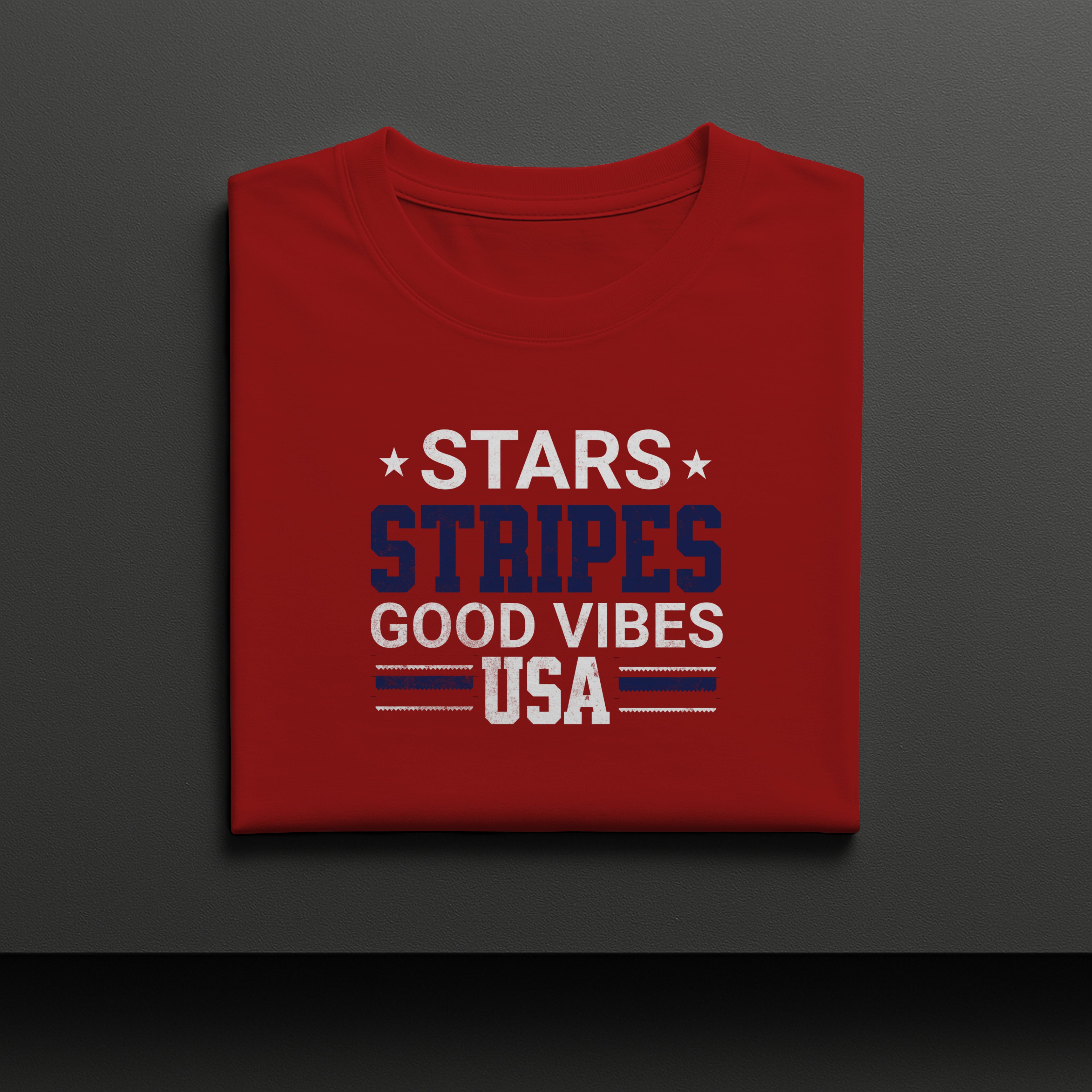Stars Stripes Good Vibes USA Patriotic Graphic Tee