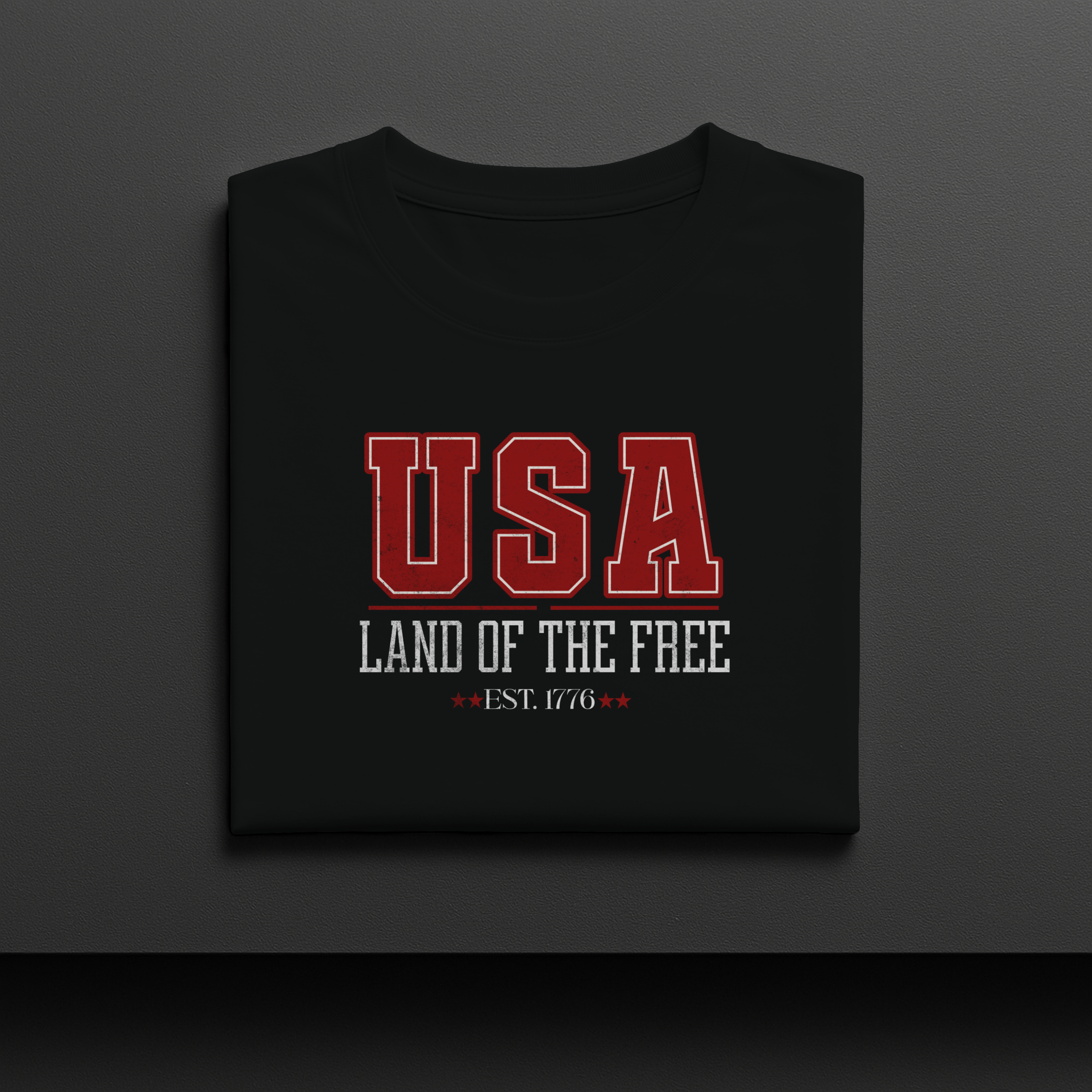 USA Land of the Free Est. 1776 Vintage Patriotic Graphic Tee