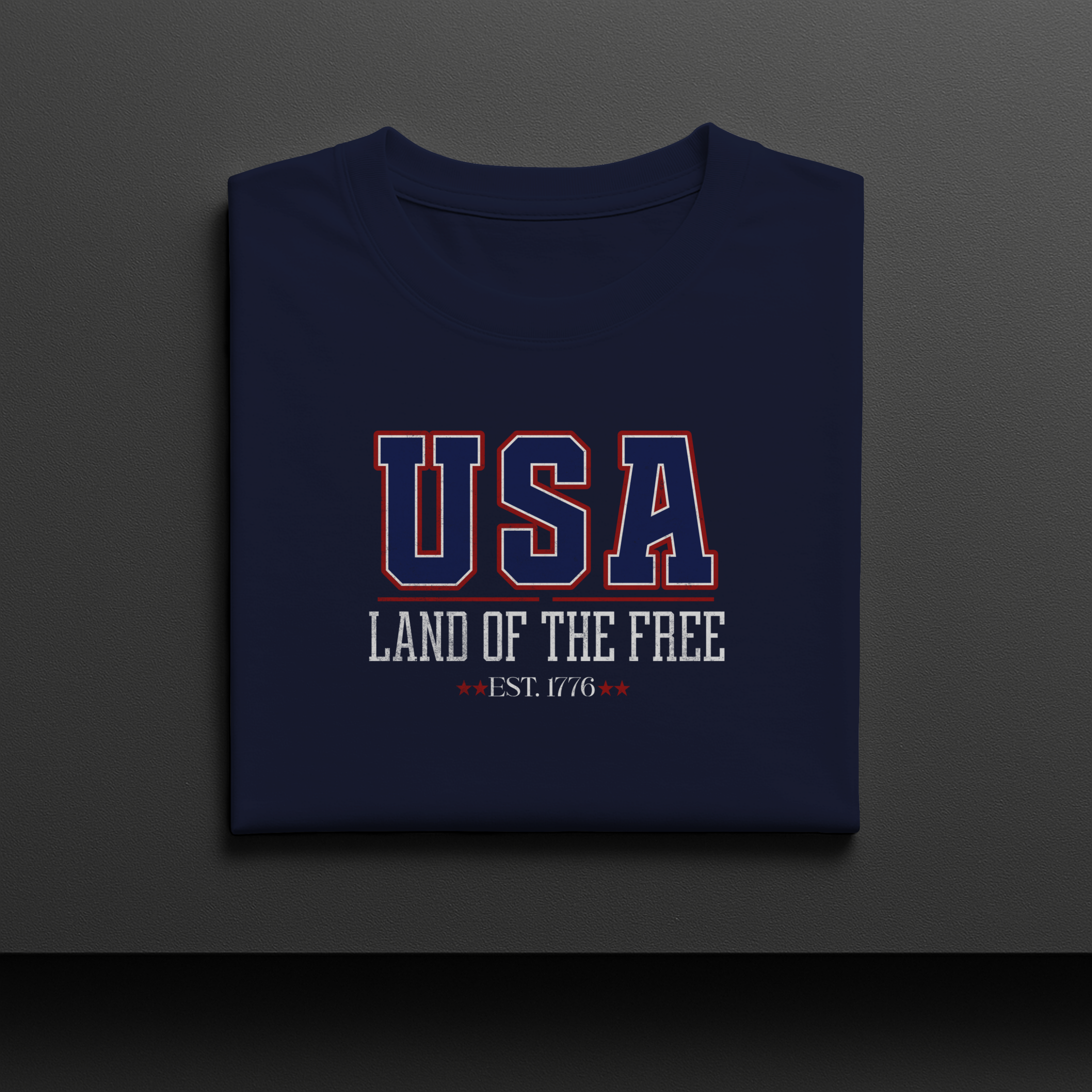 USA Land of the Free Est. 1776 Vintage Patriotic Graphic Tee