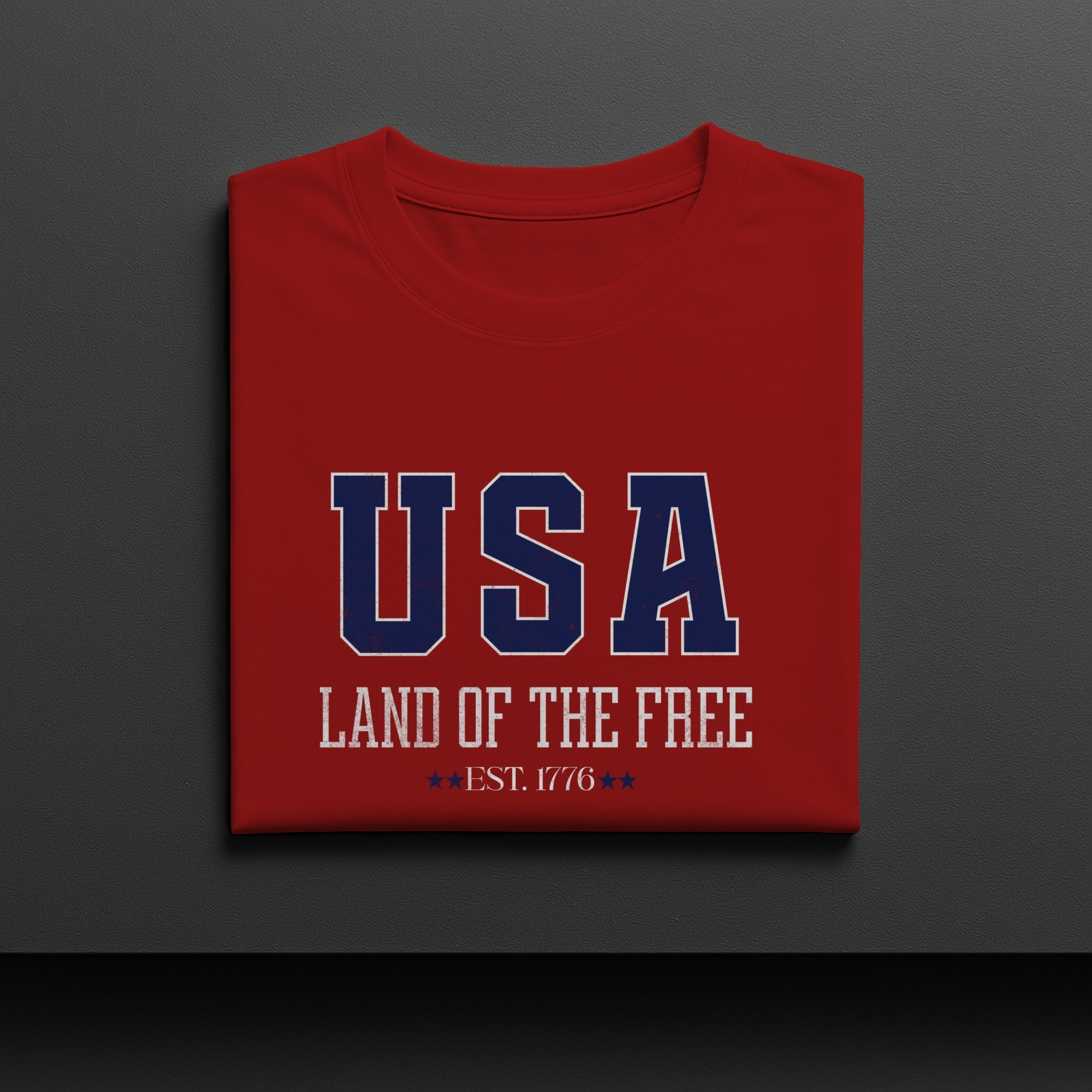 USA Land of the Free Est. 1776 Vintage Patriotic Graphic Tee