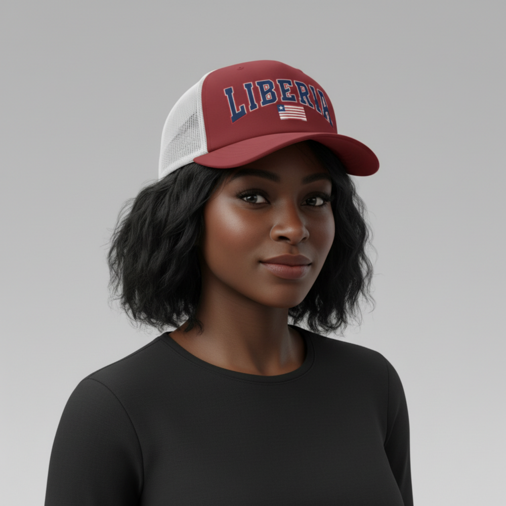Liberia Flag Trucker Hat – Patriotic Mesh Snapback Cap