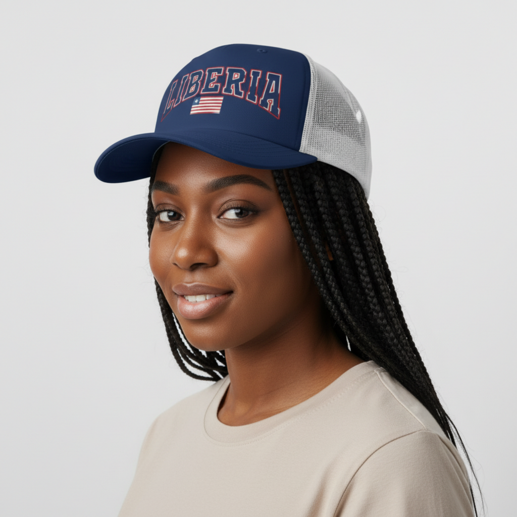 Liberia Flag Trucker Hat – Patriotic Mesh Snapback Cap