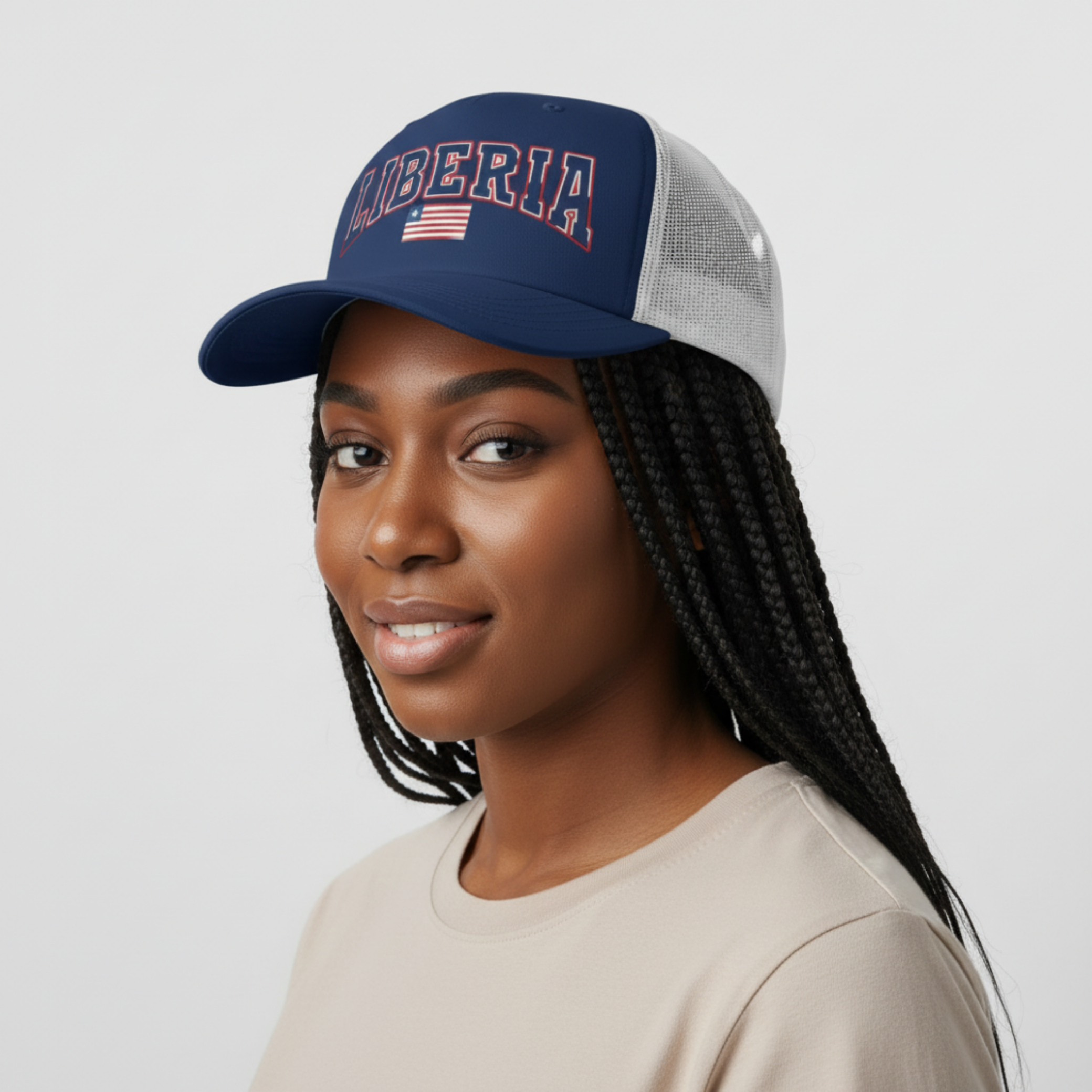 Liberia Flag Trucker Hat – Patriotic Mesh Snapback Cap