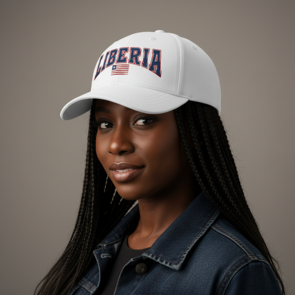 Liberia White Baseball Cap