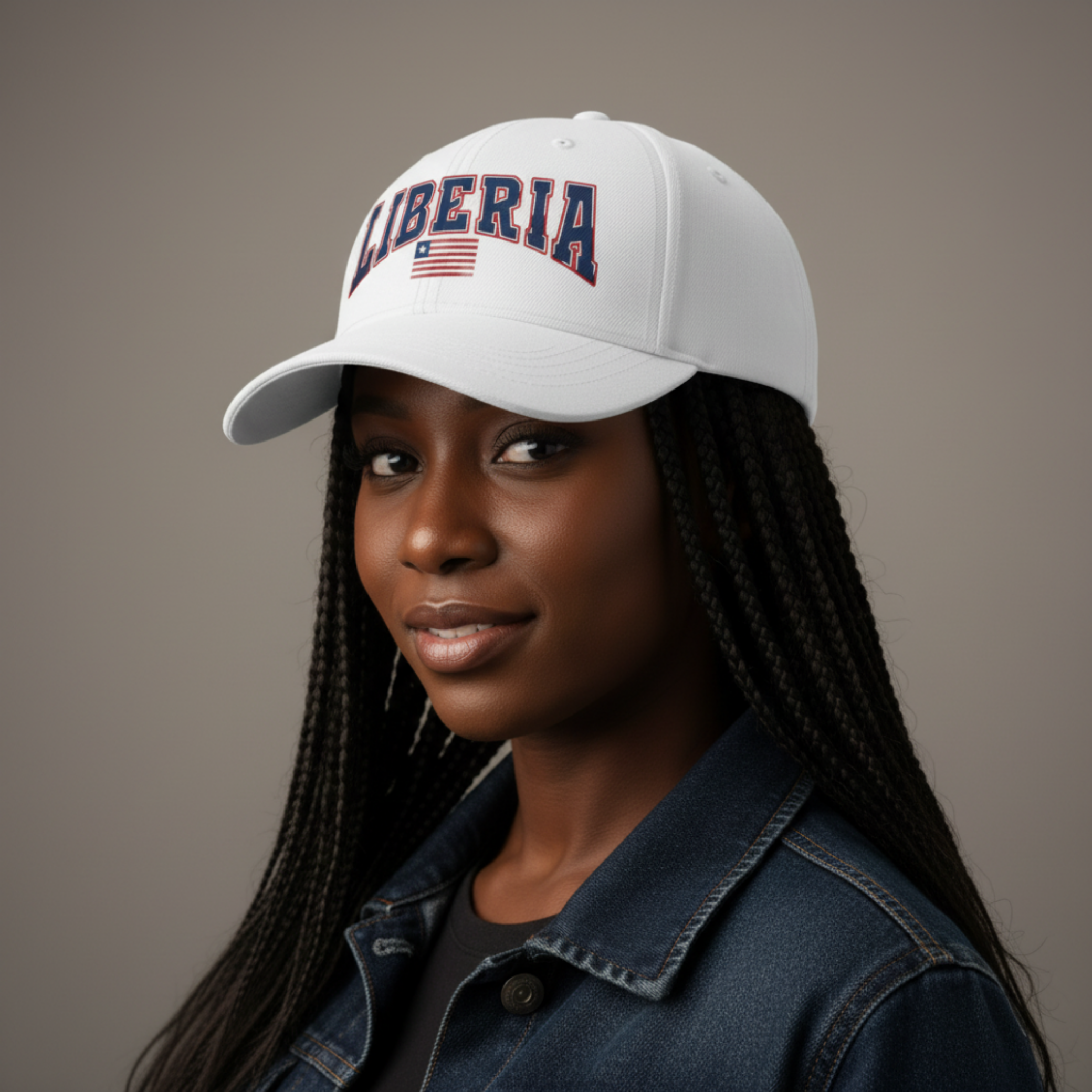 Liberia White Baseball Cap